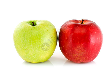 绿苹果和红苹果食物绿色红色水果白色图片