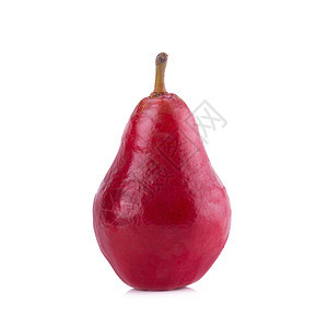 白色背景的红梨子活力食物水果红色工作室美食种子甜点绿色图片