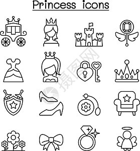在细线样式中设置的公主图标图片