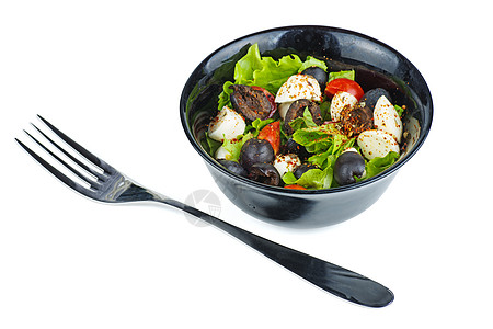 新鲜希腊沙拉在碗里图片