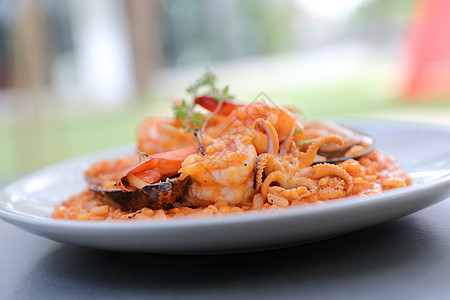 海产海鲜加贝壳虾和鱿鱼 意大利食品饮食香菜午餐食物蔬菜餐厅美食乡村贝类胡椒图片