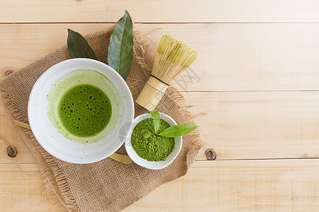 一套火柴粉碗 木勺和胡须 绿茶叶绿色饮料美食叶子食物抹茶粉末草本植物仪式黑色图片