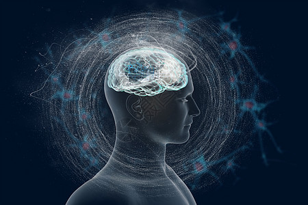 人类的大脑及其能力 概念性远见电子智力科学洞察力神经元冲击波头脑力量神经生物图片