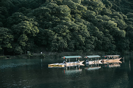 水与花浅山日本 河水与潮流和船风景背景