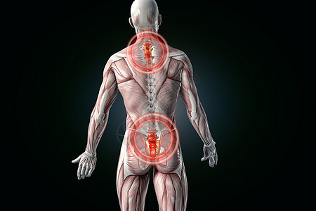 解剖视觉背痛 3D插图药品疾病身体框架脊柱解剖学地区肌肉科学腰椎图片