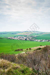 从Blanc Nez 顶的视图绿色风景农村悬崖粉笔观光旅游肋骨远足全景图片