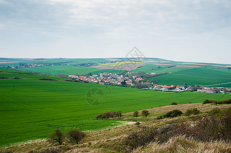 从Blanc Nez 顶的视图肋骨绿色粉笔农村远足天空悬崖途径观光风景图片