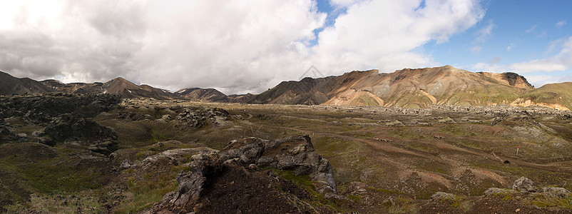 拉乌加韦古尔登山路线和徒步足迹上的冰岛地貌全景风景旅游景观爬坡远足旅行火山爬山图片