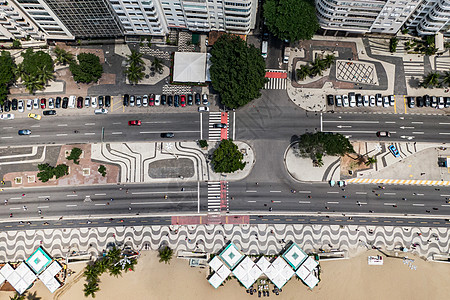 里约热内卢Copacabana海滩的顶端景象天线旅行海岸旅游地面路面吸引力椰子天际假期图片
