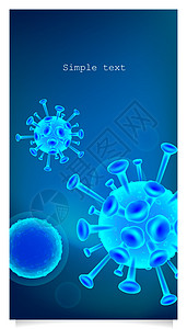 带有文本空间的冠状病毒细胞 3d 彩色矢量背景图片