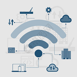 它制作图案无线连接网络技术矢量图片
