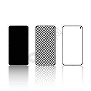 在白色背景上隔离的无框智能手机样机模板触摸屏电话技术细胞空白插图工具电子商业屏幕背景图片