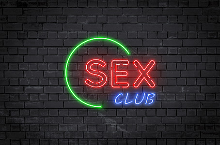 插图 用短语 Sex Club 在明亮的霓虹灯下签名 成人夜间娱乐俱乐部的标志图片