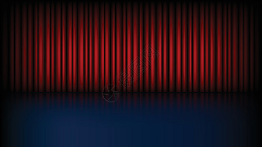 空荡荡的舞台与封闭的红色剧院幕布矢量图图片