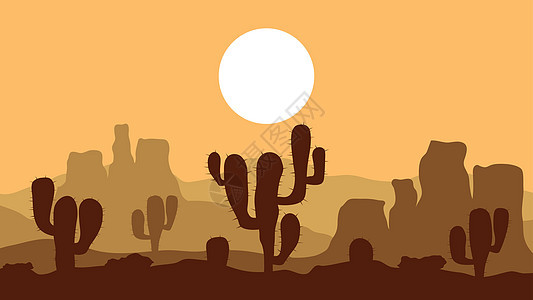 沙漠日落风景背景矢量图制作图案图片