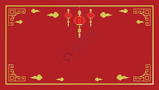 中国新年红色背景设计灯笼图片