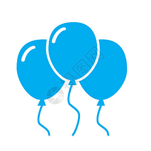 白色背景上的气球图标 平板样式 线性气球插图生日艺术背景图片