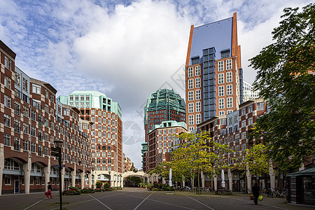 海牙市中心的街景 砖砌的摩天大楼模仿传统的荷兰佛兰芒建筑 荷兰海牙图片