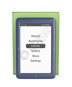 蓝色电子书阅读器和绿色嘘声图片