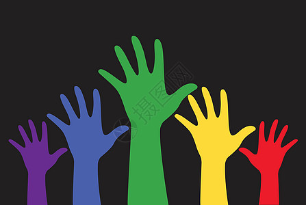 举起手来五颜六色的 vecto派对机构人群帮助女性庆典志愿者选举孩子们团体图片