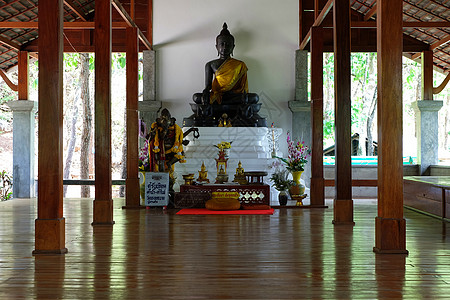 照片来自泰国楠邦省寺庙的木材馆内佛像图片