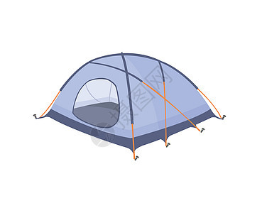 孤立在白色背景上的蓝色帐篷麻布游客娱乐帆布假期插图休息营地圆顶运动图片