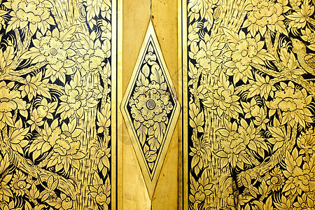 特写了古老的泰国寺庙门背景木头墙纸建筑装饰材料风格木板框架假期金子图片