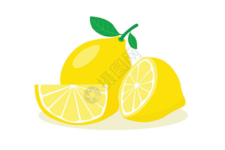 在白色背景隔绝的柠檬 柠檬矢量在白色背景上切成两半插图健康饮食树叶热带甜点黄色绿色水果食物图片
