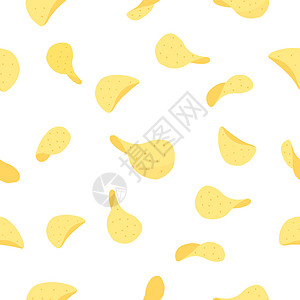 薯片无缝图案背景 白色背景上的无缝薯片美食盐渍润滑脂筹码化合物插图营养淀粉墙纸食物图片