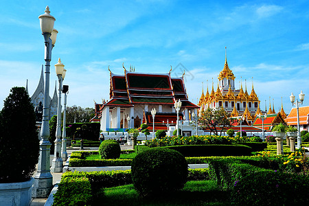 Loha Prasat寺和寺的风景 那里是泰国曼谷著名的地标景观世界王国建筑历史旅行艺术金子旅游宝塔图片