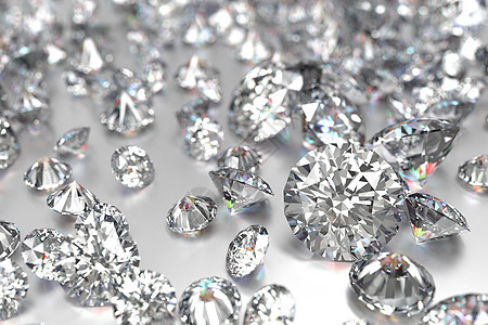 白色背景的奢华钻石珠宝美丽礼物宏观玻璃宝藏水晶石头财富宝石图片