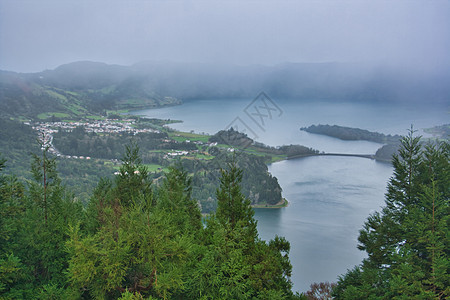 塞特Cidades湖视图绿色植物天蓝色火山植物村庄风景森林场地天线陨石图片