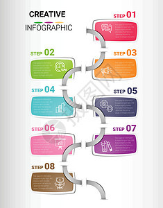 带有数字 8 选项的信息图表设计模板 用于演示信息图表时间历史流程图流程展示日程工作矢量网络图表元素图片