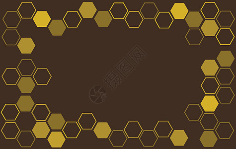 蜂巢六边形和空间背景黄色细胞蜜蜂橙子蜂蜜插图梳子横幅金子商业图片