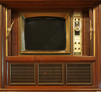 Retro 风格电视机旋钮木头电视纽扣喇叭电子产品屏幕背景图片