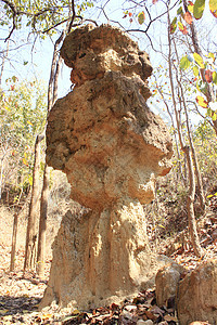 自然界中发现的土柱黏土悬崖峡谷森林旅行公园蓝色柱子石头侵蚀图片