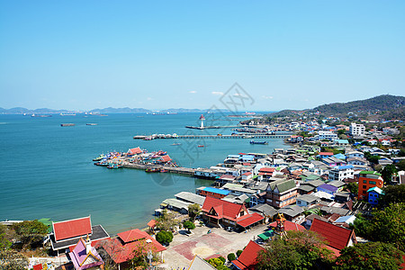 西昌岛的视图点货物建筑物项目考格商品天空蓝色港口旅行城市图片