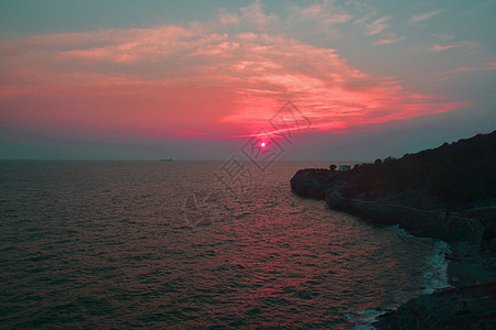 泰国海上美丽的日落 泰国天空蓝色晴天阳光日光地平线海洋天气天际热带图片