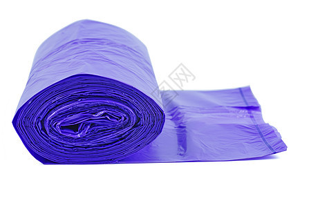 紫色塑料垃圾袋卷背景图片