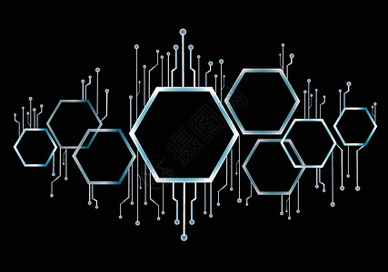 抽象蜂巢六边形和技术线背景工程科学网络艺术商业活力网格蜂窝横幅蜜蜂图片