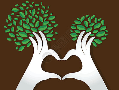 手与叶子的心形自然爱好者世界环境大活力友谊生态植物服务生活插图女性地球回收图片
