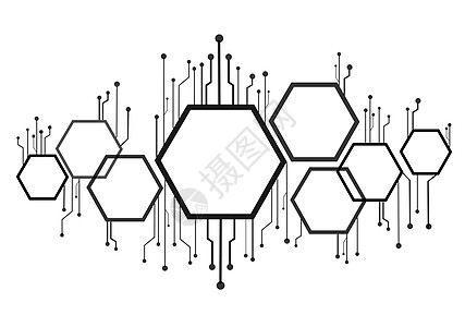 抽象蜂巢六边形和技术线背景网络活力墙纸科学蜂窝商业工程横幅蜜蜂网格图片