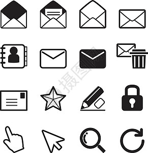 邮件图标 se界面互联网垃圾桶插图指针箭头黑色地址玻璃垃圾邮件图片