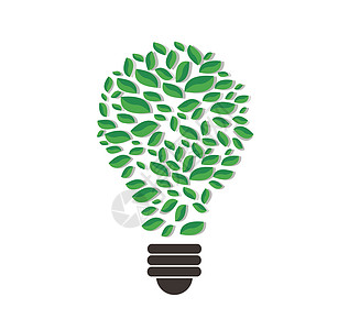 灯泡形状中的绿叶矢量自然概念世界环境大活力储蓄插图回收植物技术叶子创新生态力量图片