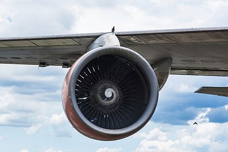 特写泰国飞机涡轮机前视线刀刃力量引擎飞机场空气燃烧航天机器货物喷气图片