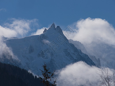 法国阿尔卑斯山脉景观冰霜季节寒冬天气背景图片