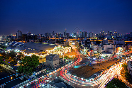 曼谷火车站火车旅行游客运输蓝色过境建筑交通城市铁路图片