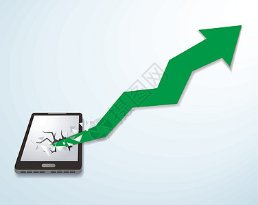突破智能手机矢量背景的箭头图标 它制作图案的商业概念经济库存电脑上网药片互联网展示插图图表风险图片