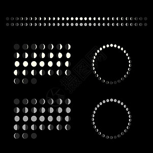 月相矢量方案 循环周期日历 阴历线 黑色空间 插图图形新月行星天空科学月亮月球圆圈灰色圆形图片