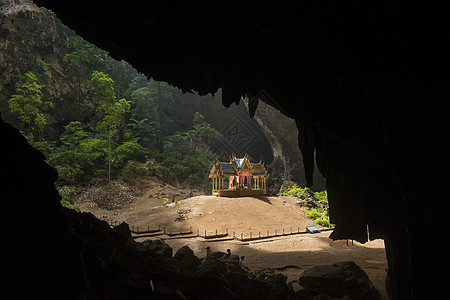 亚洲泰国KHAO 萨姆罗伊约叶节奏建筑学高尔夫神社洞穴寺庙地标岩石扫管亭子攀武图片